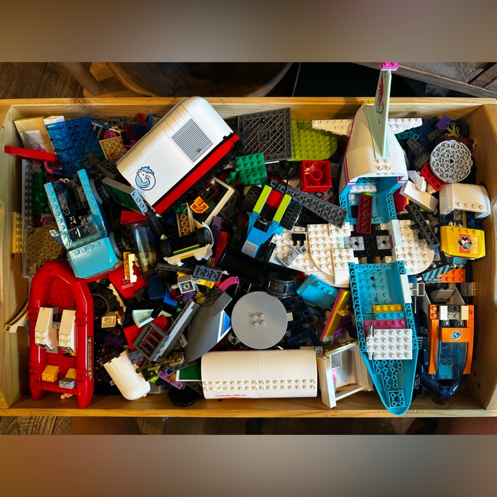 Mixed LEGO Bricks and Vehicle Pieces- 4 pounds